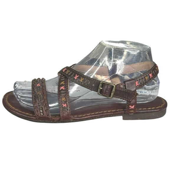 Frye Women’s Carson Boho Brown Leather Huarachi Criss Cross Sandal Size US 7 - Picture 3 of 11